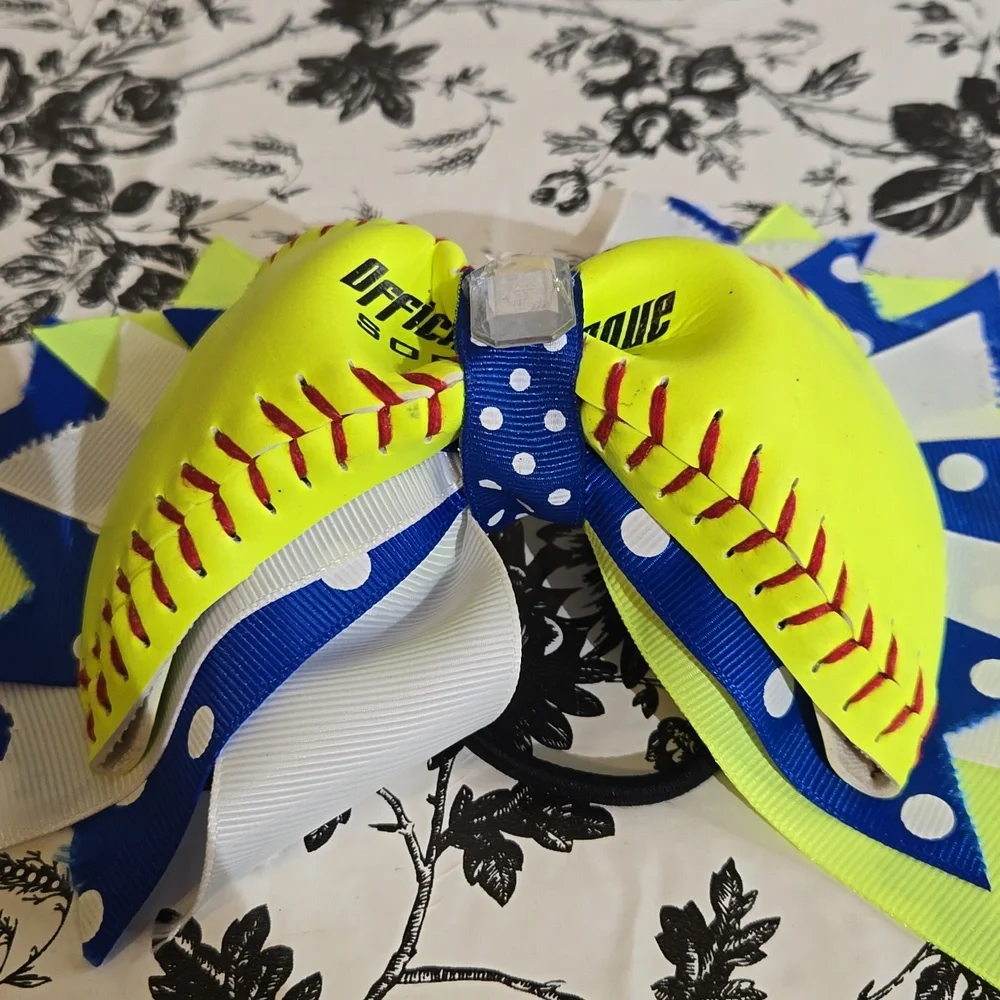 Softball bow ponytail b121